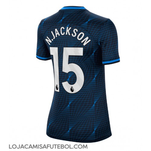 Camisa de Futebol Chelsea Nicolas Jackson #15 Equipamento Secundário Mulheres 2023-24 Manga Curta